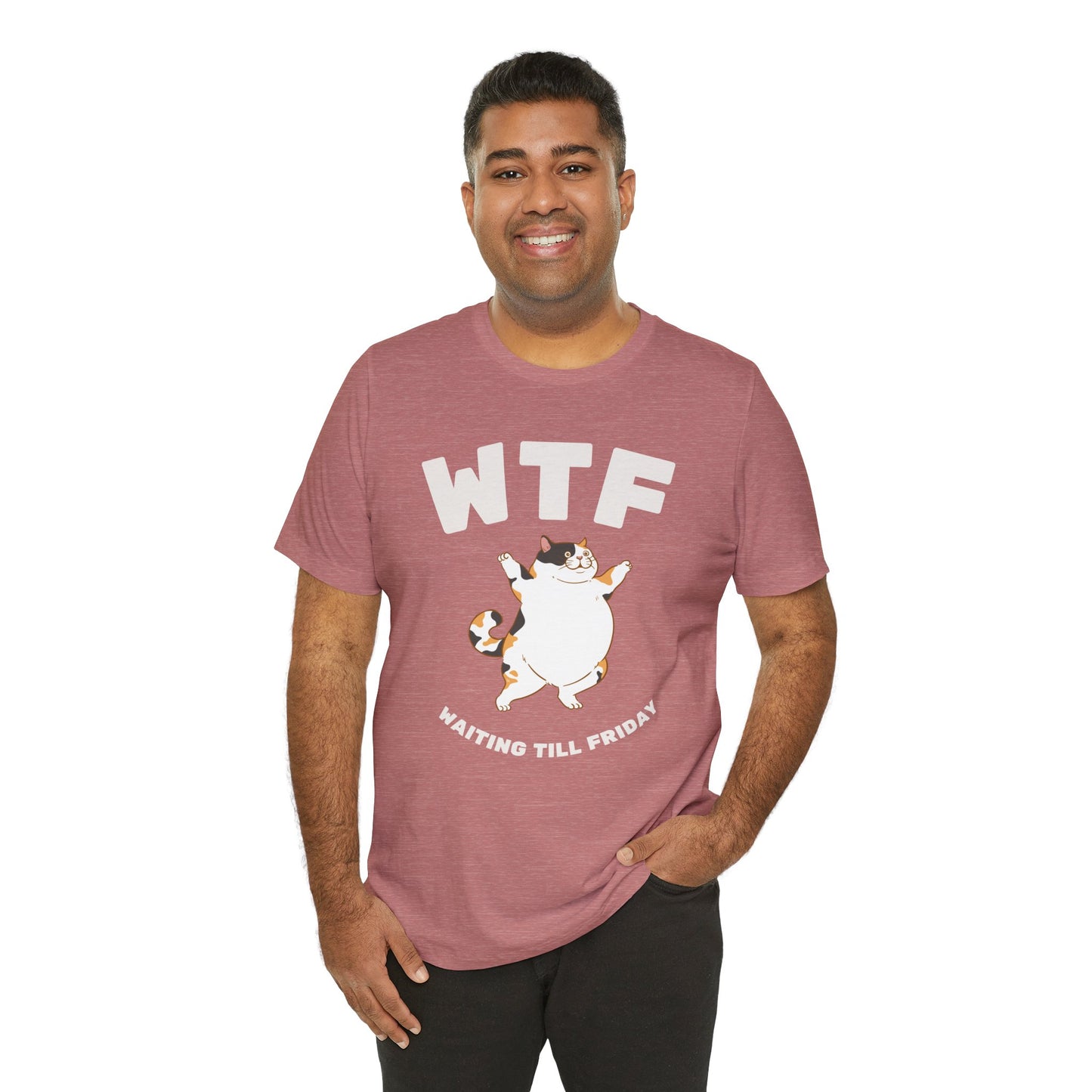 WTF Waiting Till Friday Chubby Cat Funny T-Shirt