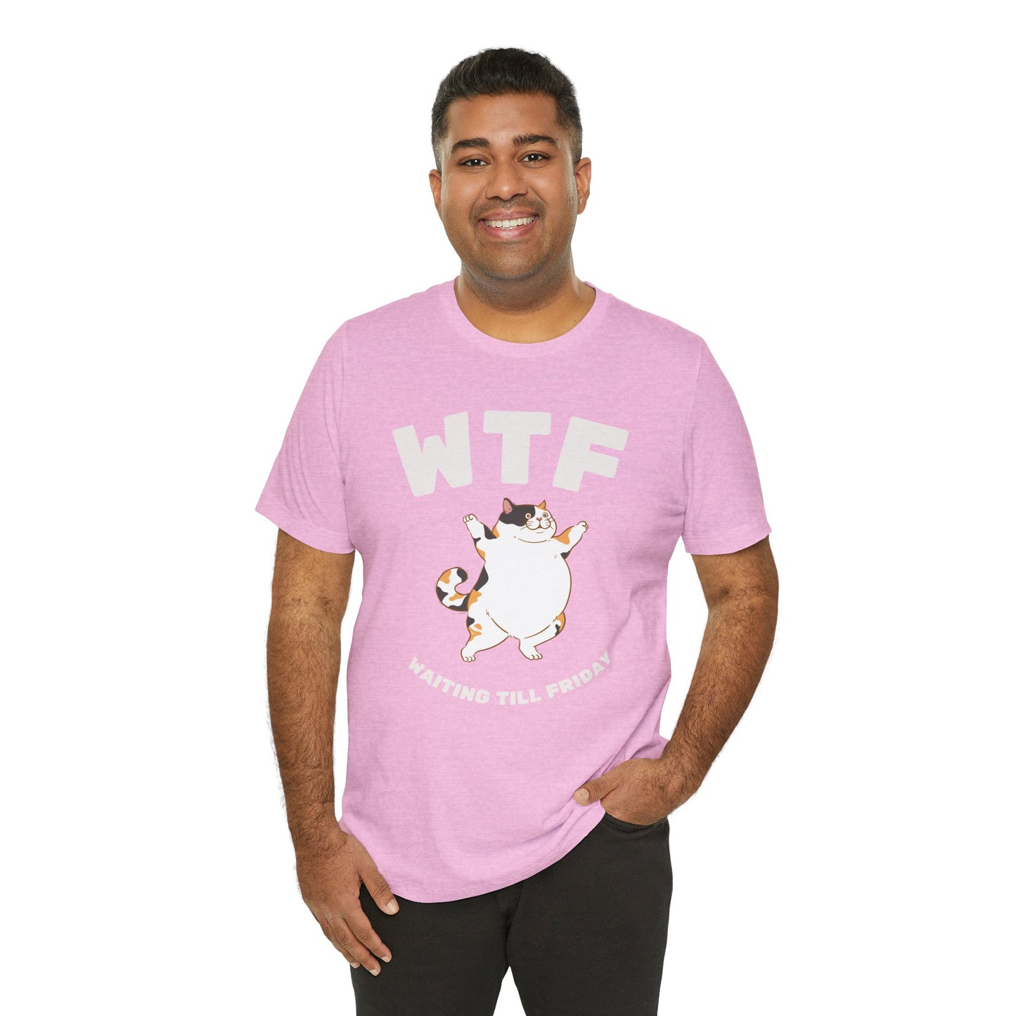 WTF Waiting Till Friday Chubby Cat Funny T-Shirt