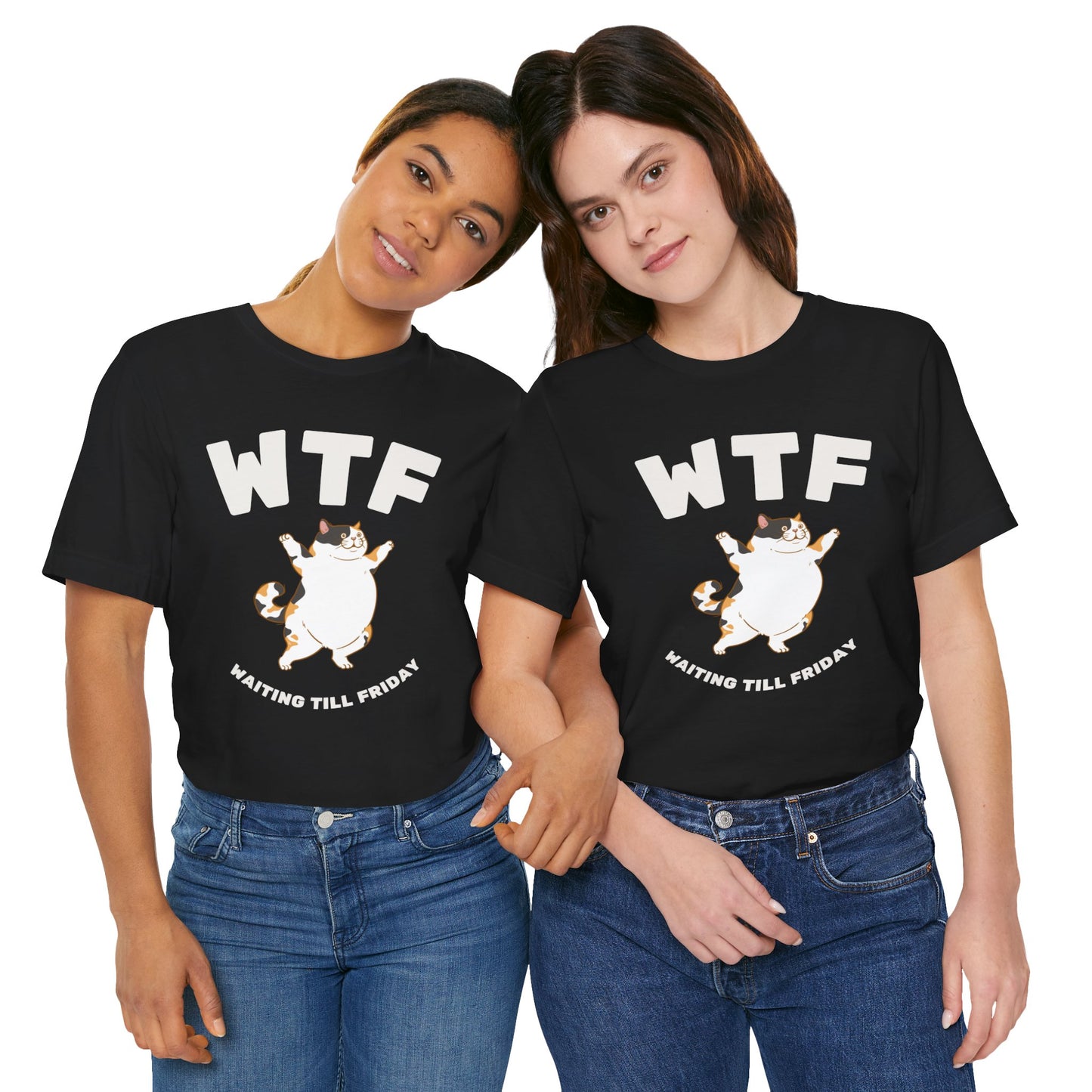 WTF Waiting Till Friday Chubby Cat Funny T-Shirt