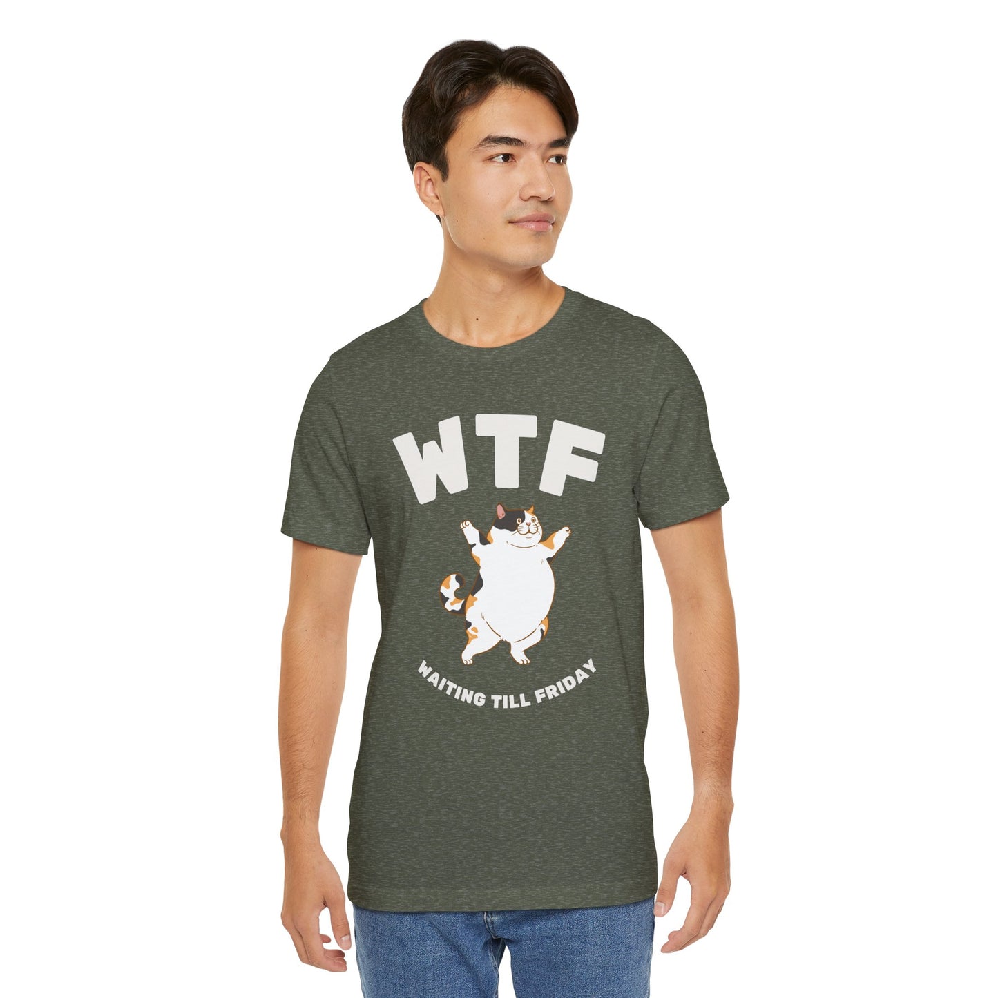 WTF Waiting Till Friday Chubby Cat Funny T-Shirt