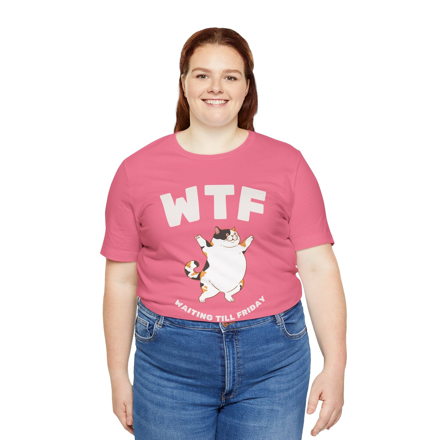 WTF Waiting Till Friday Chubby Cat Funny T-Shirt