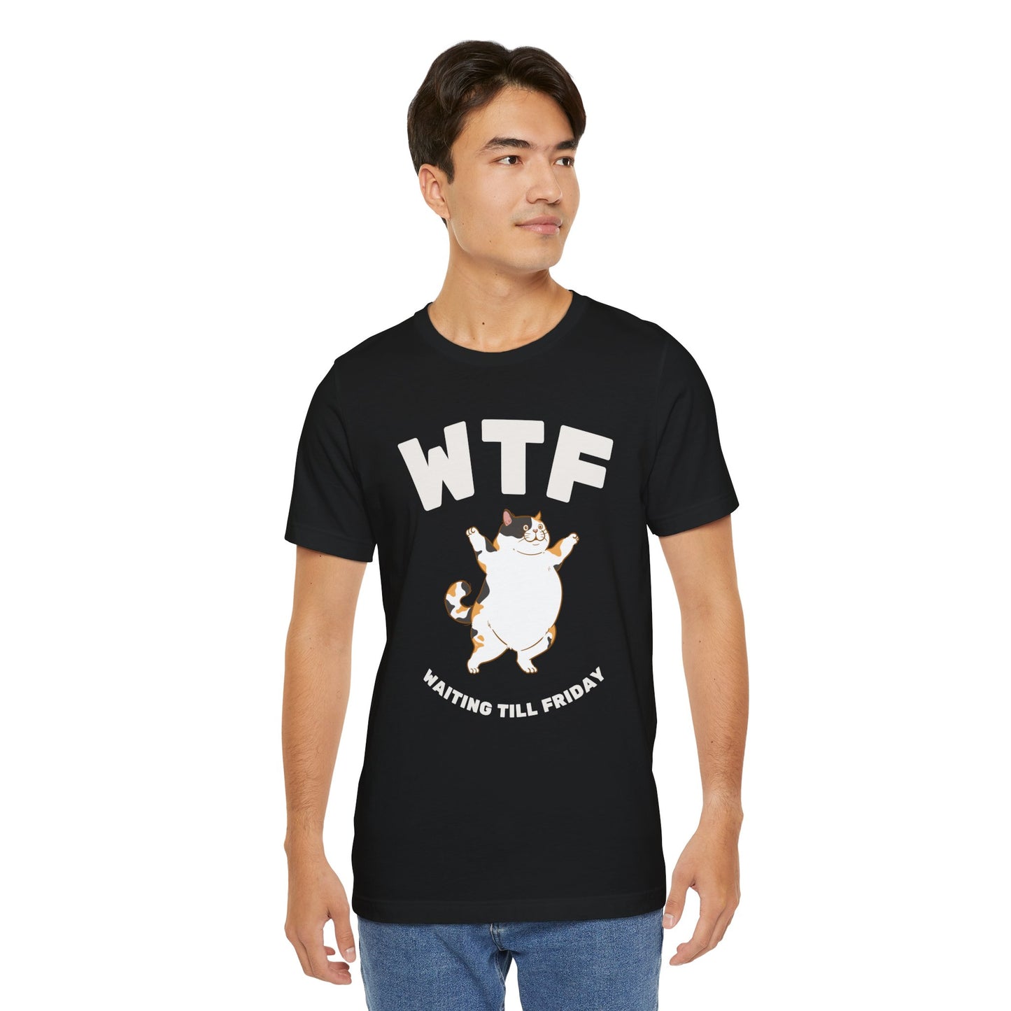 WTF Waiting Till Friday Chubby Cat Funny T-Shirt