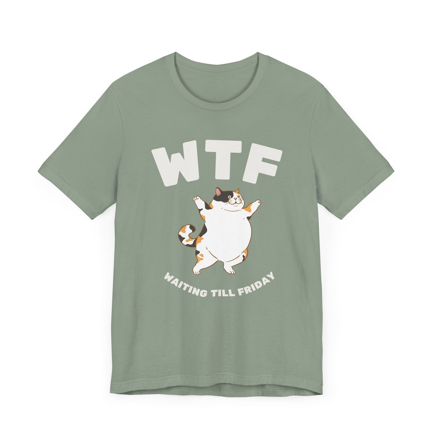 WTF Waiting Till Friday Chubby Cat Funny T-Shirt