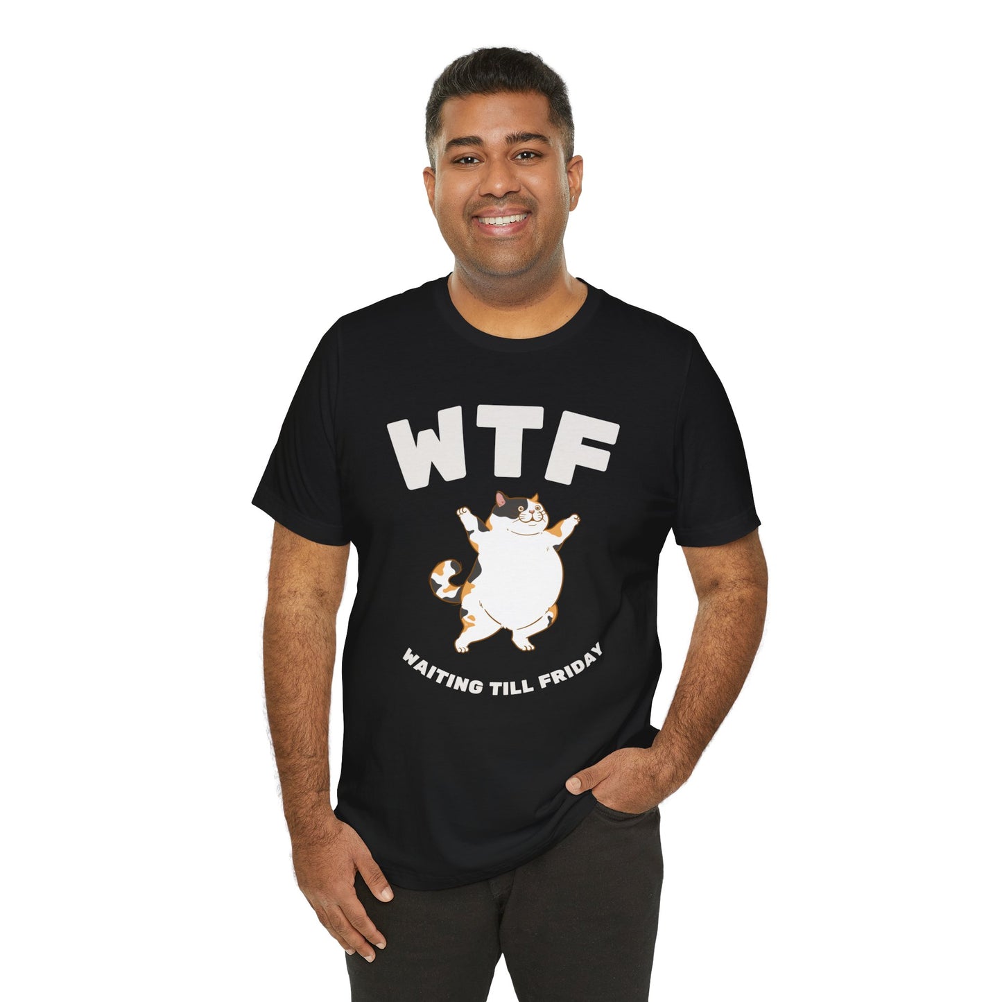 WTF Waiting Till Friday Chubby Cat Funny T-Shirt