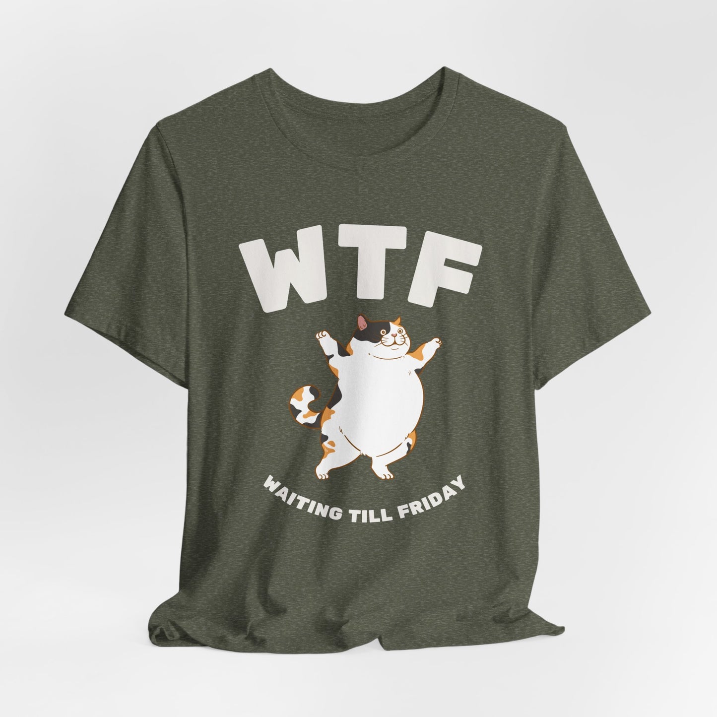 WTF Waiting Till Friday Chubby Cat Funny T-Shirt