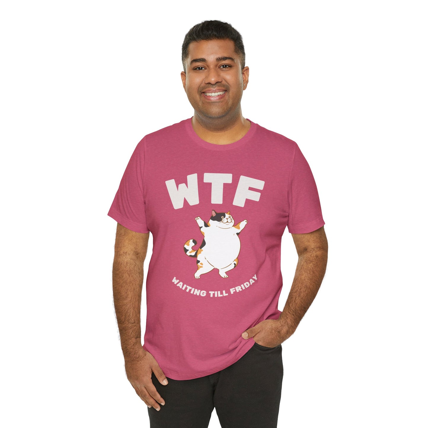 WTF Waiting Till Friday Chubby Cat Funny T-Shirt